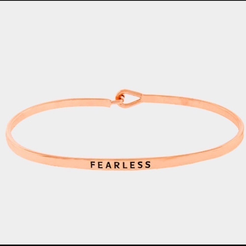 affirmation bracelet “FEARLESS” mantra rose gold bohemian boho minimalist